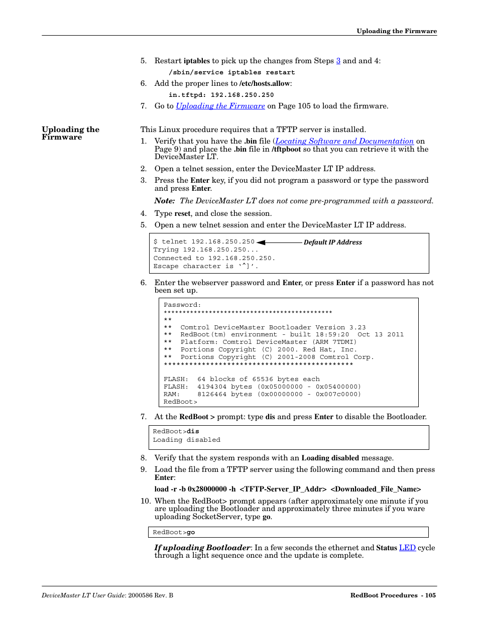 Uploading the firmware | Comtrol DeviceMaster LT User Manual | Page 105 / 136