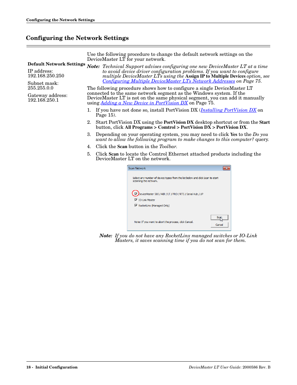 Configuring the network settings | Comtrol DeviceMaster LT User Manual | Page 18 / 136