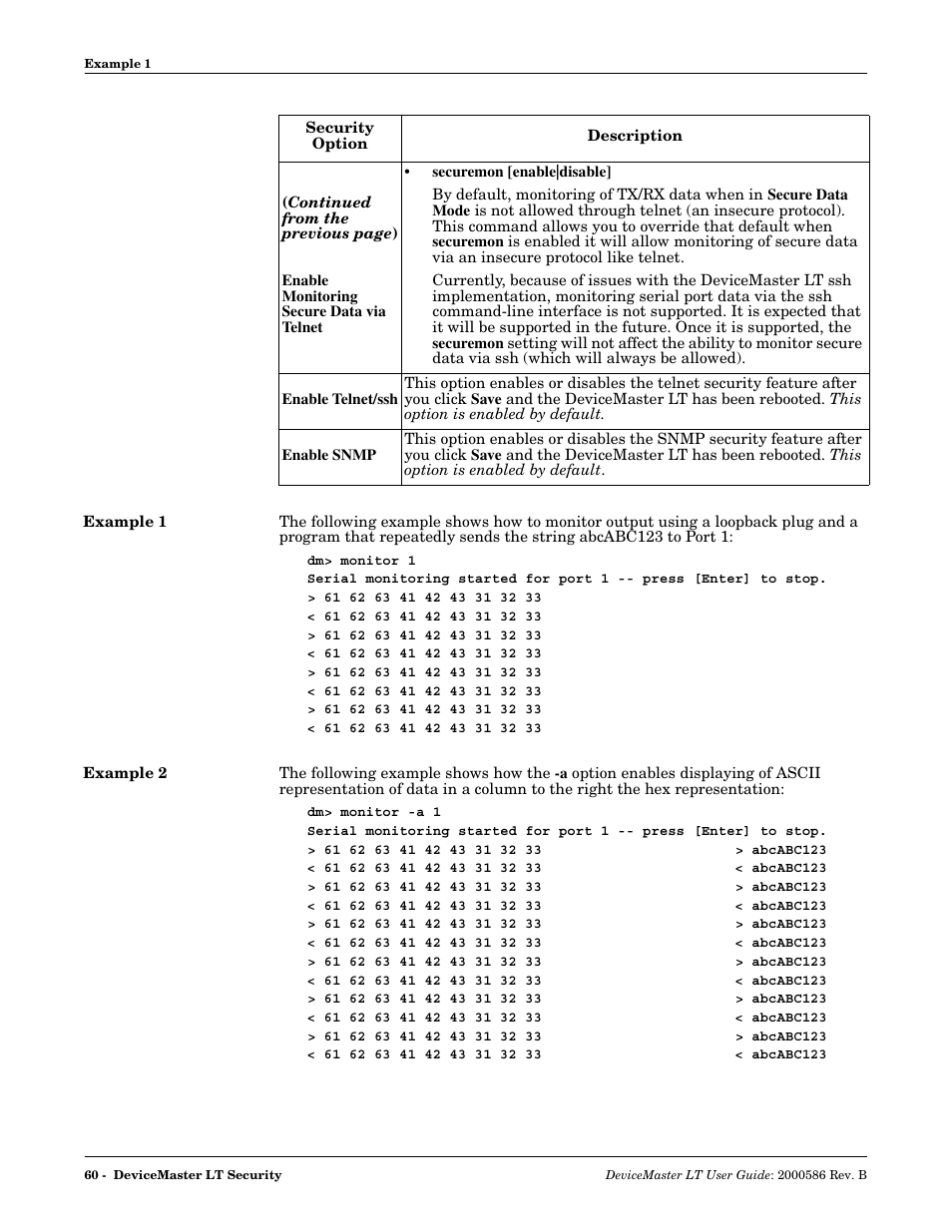 Example 1, Example 2, Example 1 example 2 | Comtrol DeviceMaster LT User Manual | Page 60 / 136