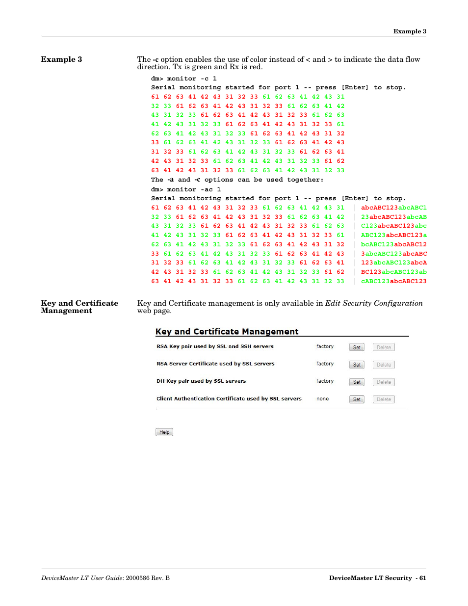 Example 3, Key and certificate management, Example 3 key and certificate management | Comtrol DeviceMaster LT User Manual | Page 61 / 136