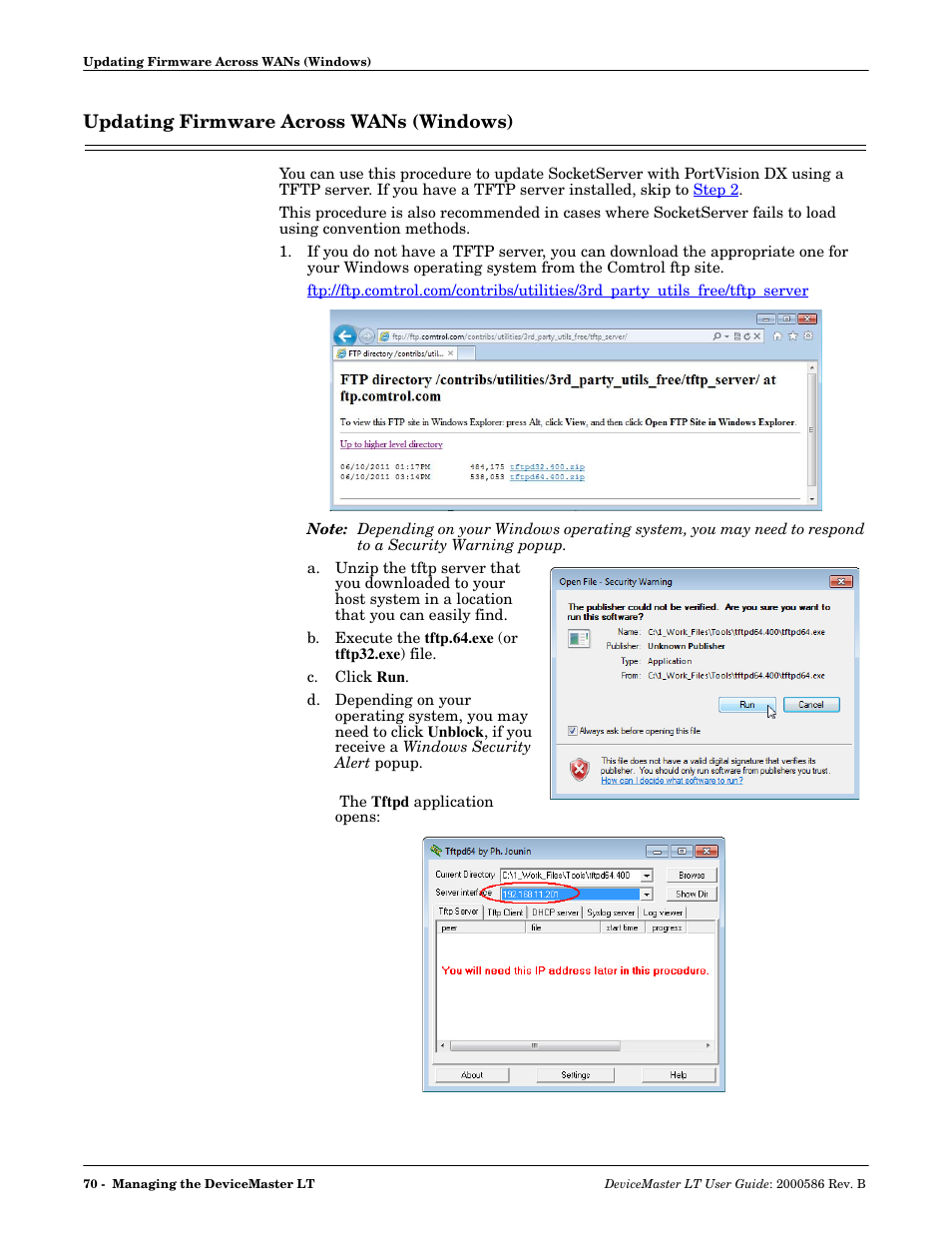 Updating firmware across wans (windows) | Comtrol DeviceMaster LT User Manual | Page 70 / 136