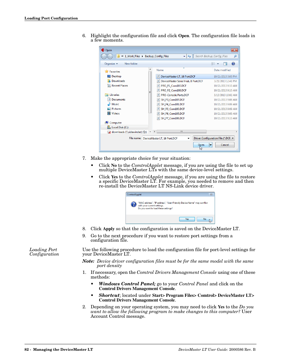 Loading port configuration | Comtrol DeviceMaster LT User Manual | Page 82 / 136