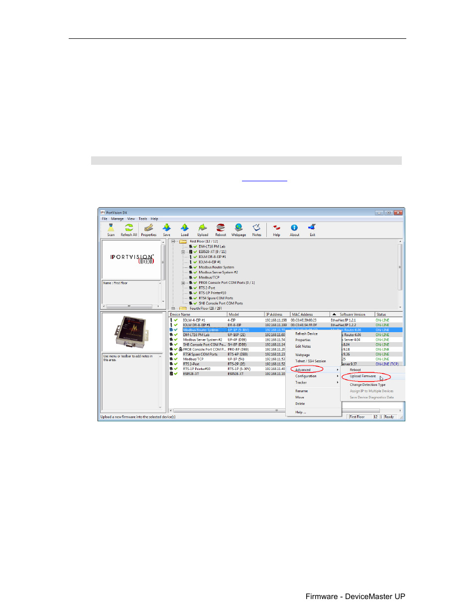 Uploading bootloader | Comtrol PortVision DX User Manual | Page 112 / 155