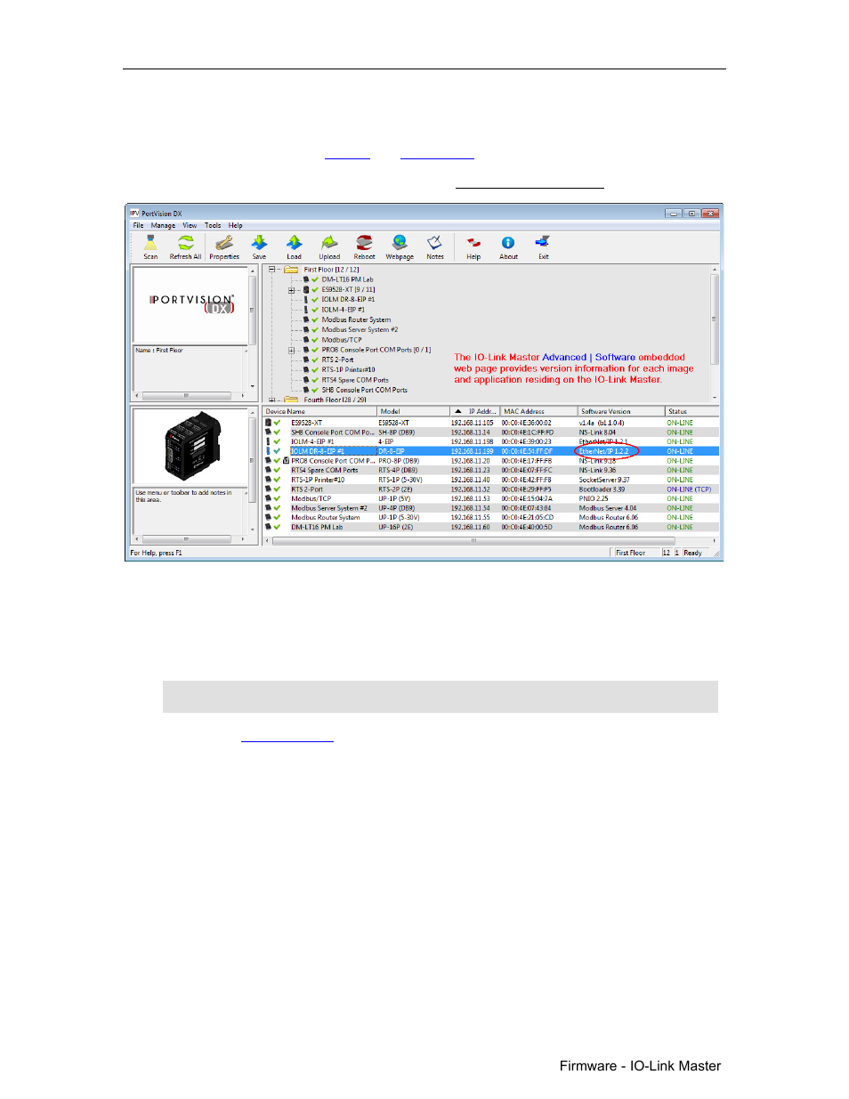 Checking the software versions, Uploading image and application files | Comtrol PortVision DX User Manual | Page 116 / 155