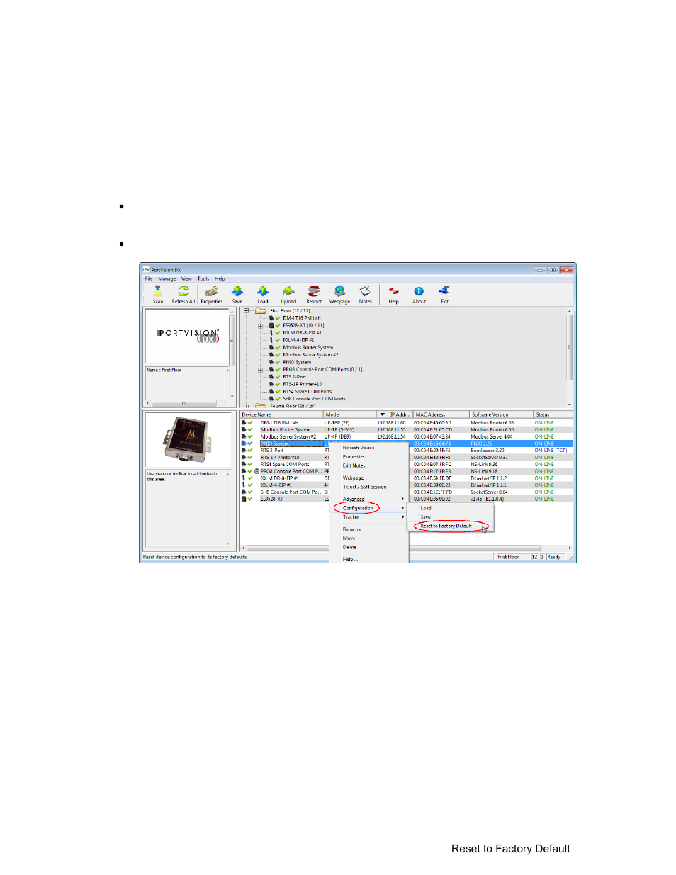 Reset to factory default | Comtrol PortVision DX User Manual | Page 140 / 155