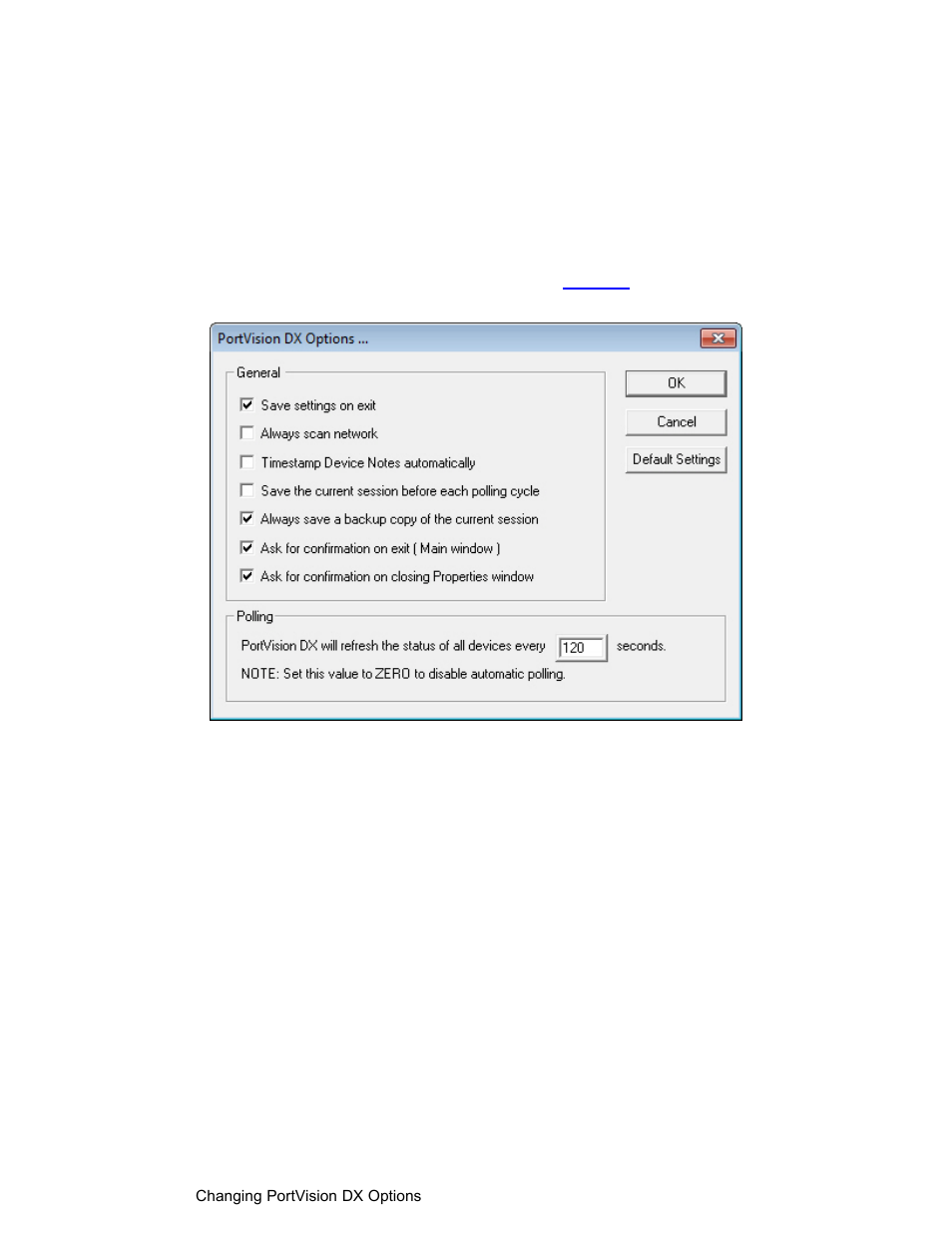 Changing portvision dx options, Options | Comtrol PortVision DX User Manual | Page 147 / 155