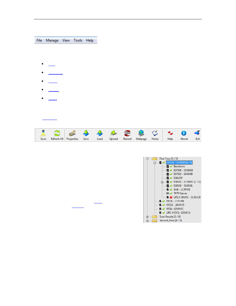 Tool bar, Device tree pane, Menu bar | Comtrol PortVision DX User Manual | Page 19 / 155