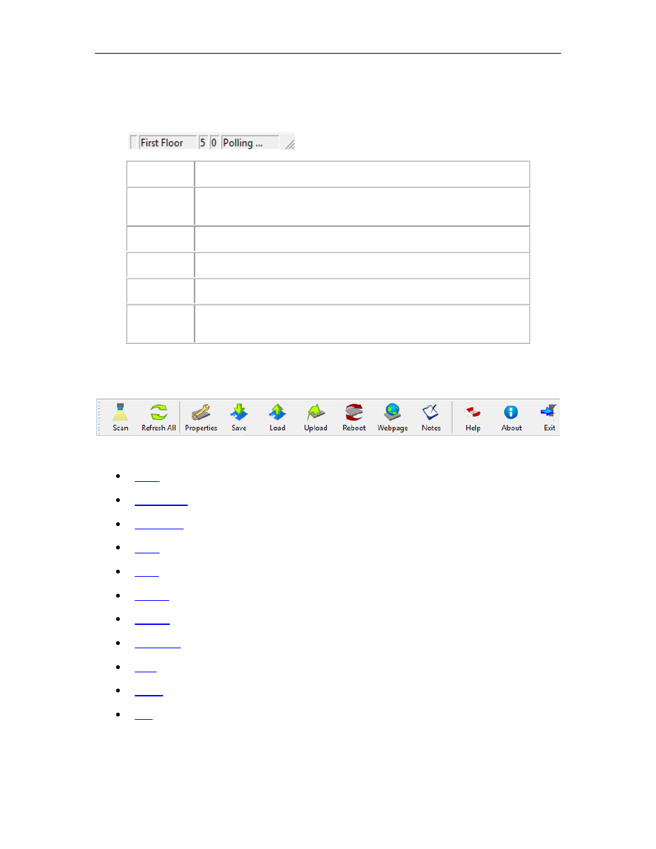 Status bar, Buttons, Tool bar | Scan | Comtrol PortVision DX User Manual | Page 23 / 155