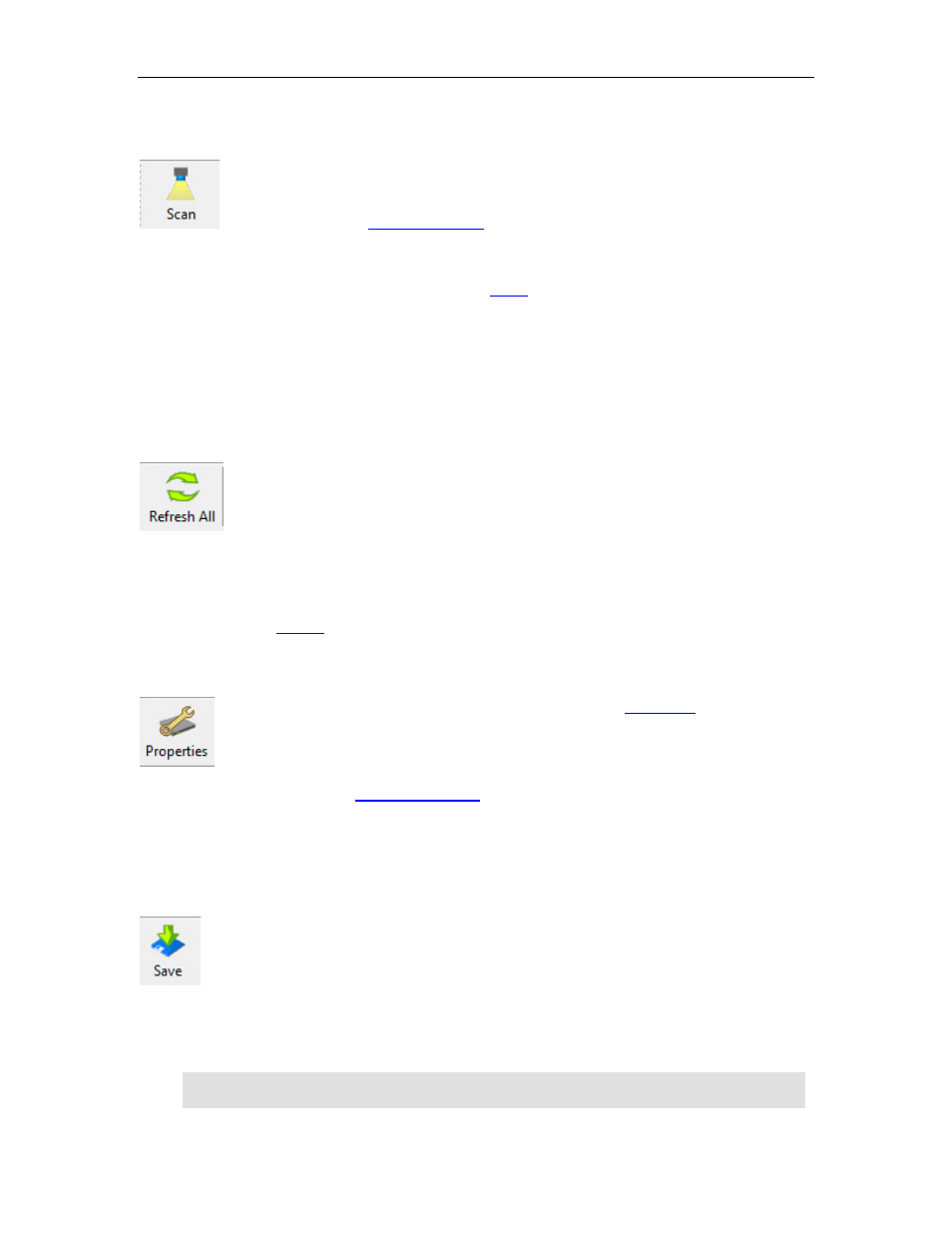 Scan, Refresh all, Properties | Save, Reboot | Comtrol PortVision DX User Manual | Page 24 / 155