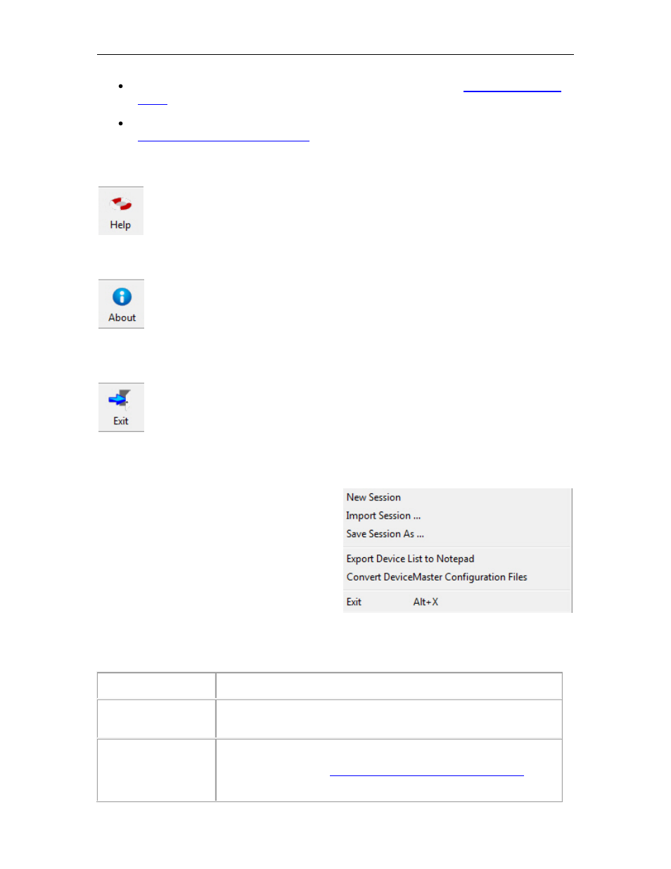 Help, About, Exit | File menu, File | Comtrol PortVision DX User Manual | Page 26 / 155
