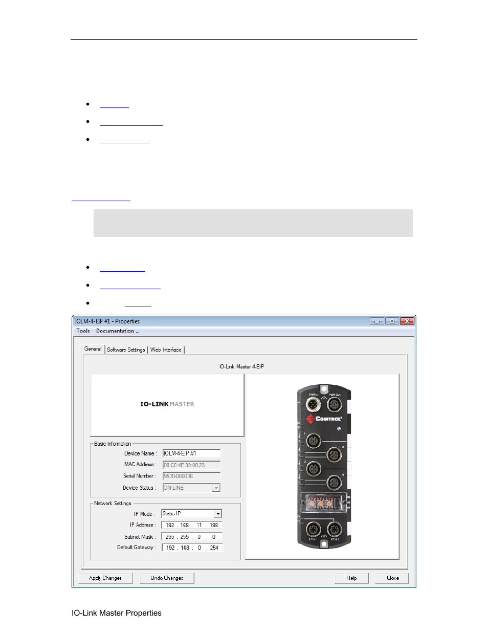 Io-link master properties, General tab (io-link master), Io-link master | Comtrol PortVision DX User Manual | Page 51 / 155