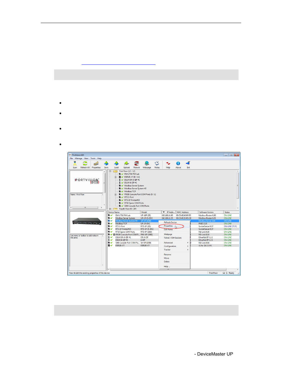 Devicemaster up, Programming network information | Comtrol PortVision DX User Manual | Page 90 / 155