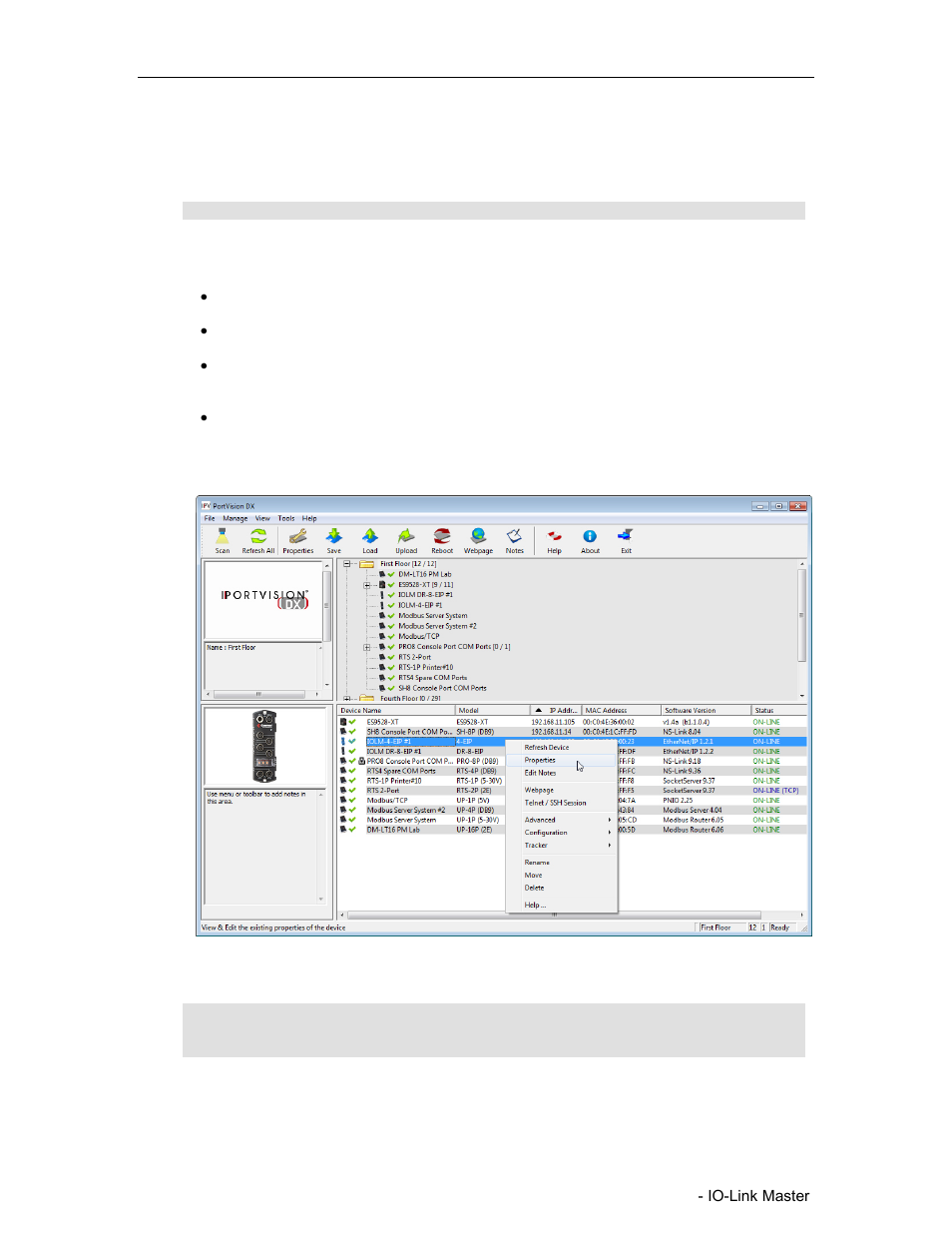 Io-link master, Programming network information | Comtrol PortVision DX User Manual | Page 94 / 155