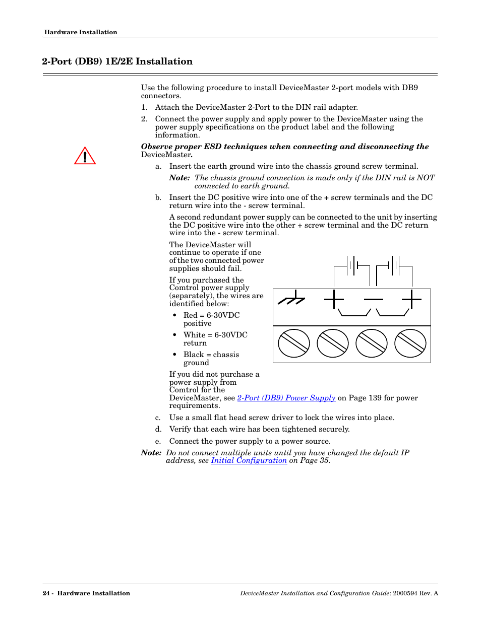 Port (db9) 1e/2e installation | Comtrol Hub DeviceMaster User Manual | Page 24 / 178