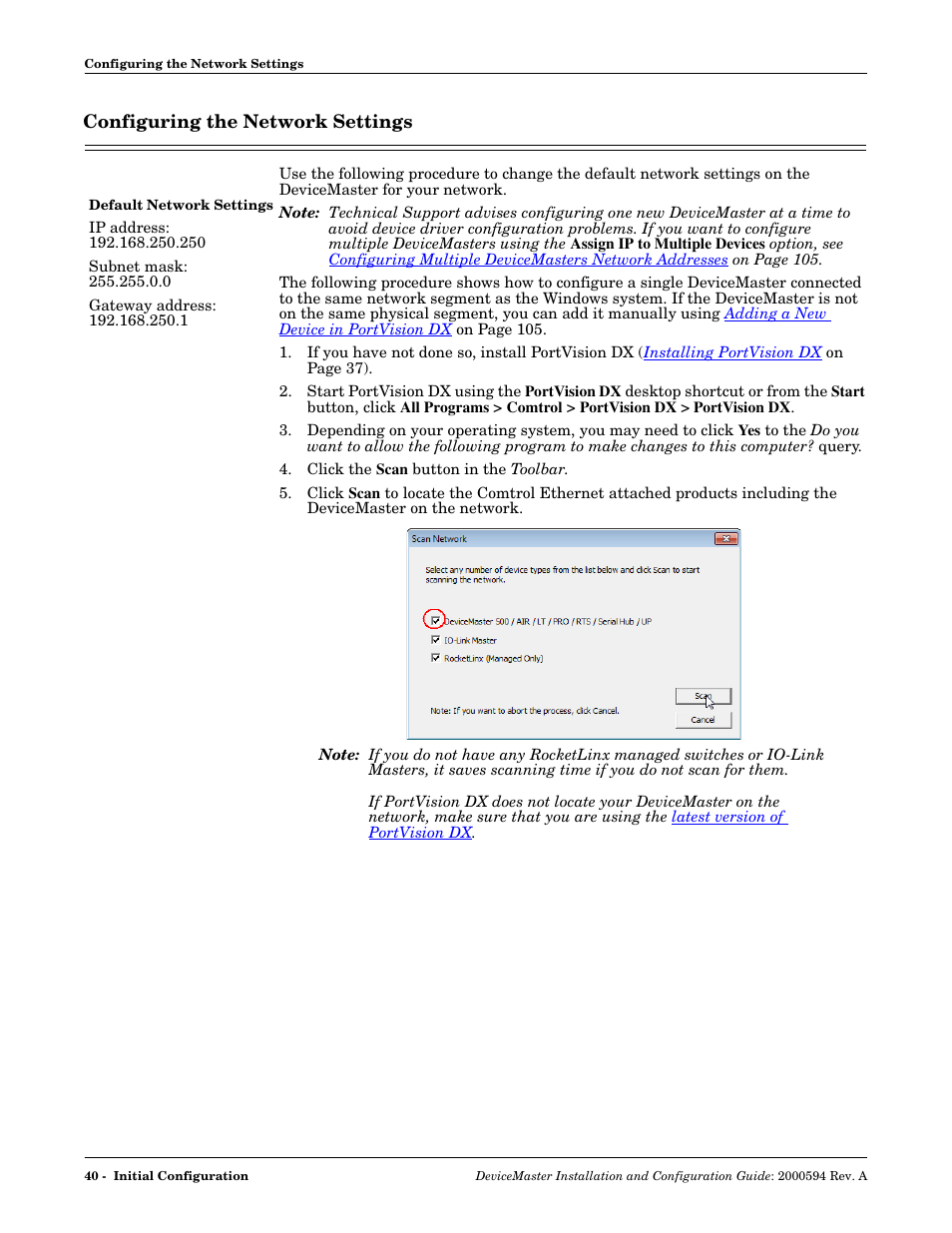 Configuring the network settings | Comtrol Hub DeviceMaster User Manual | Page 40 / 178