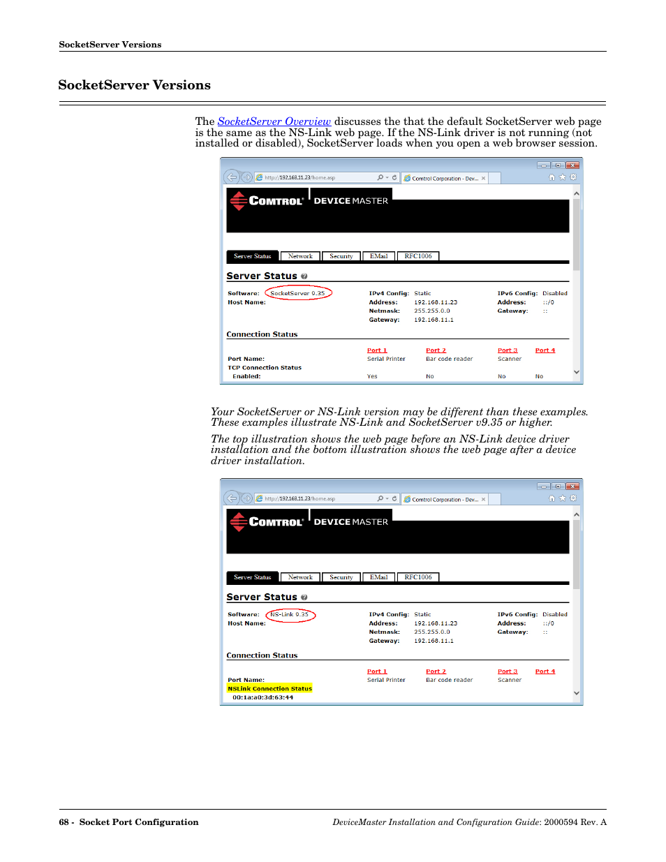 Socketserver versions | Comtrol Hub DeviceMaster User Manual | Page 68 / 178