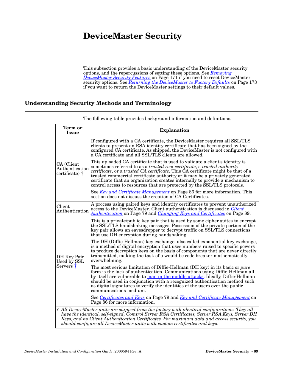 Devicemaster security, Understanding security methods and terminology, Security | Comtrol Hub DeviceMaster User Manual | Page 69 / 178