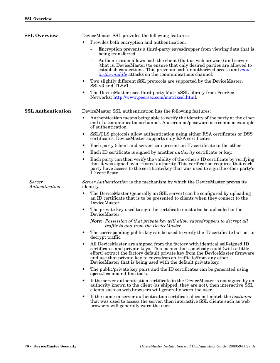 Ssl overview, Ssl authentication, Server authentication | Ssl overview ssl authentication | Comtrol Hub DeviceMaster User Manual | Page 78 / 178