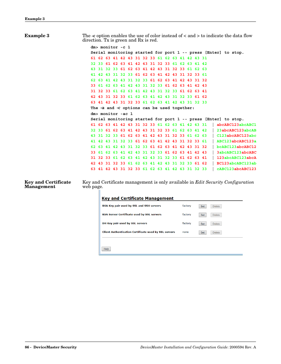 Example 3, Key and certificate management, Example 3 key and certificate management | Red. see | Comtrol Hub DeviceMaster User Manual | Page 86 / 178