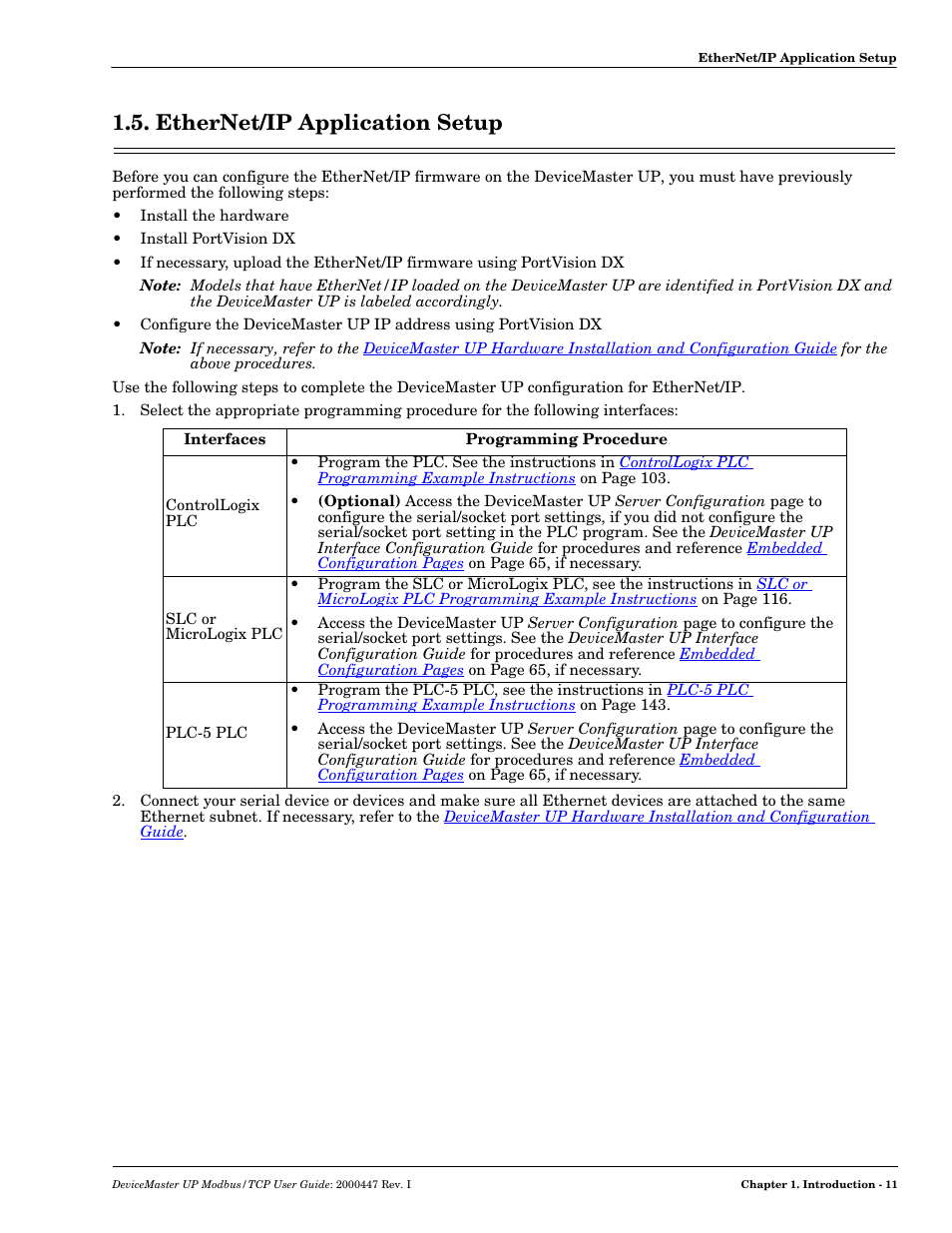 Ethernet/ip application setup | Comtrol UP DeviceMaster User Guide User Manual | Page 11 / 166