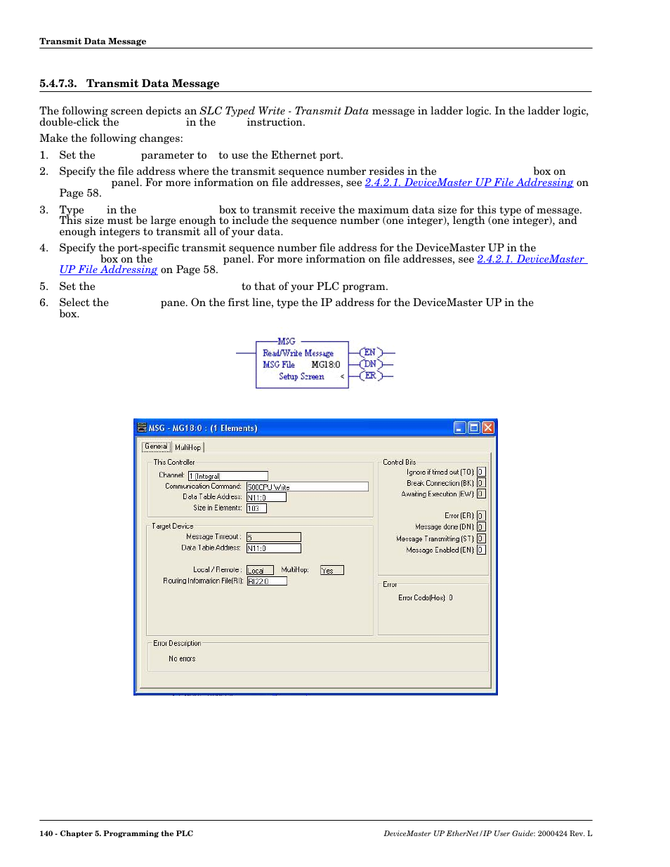 Transmit data message, Transmi | Comtrol UP DeviceMaster User Guide User Manual | Page 140 / 166