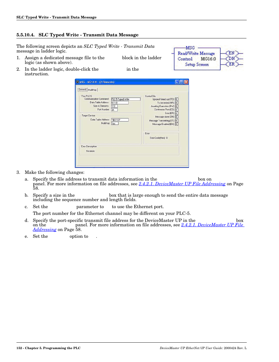Slc typed write - transmit data message | Comtrol UP DeviceMaster User Guide User Manual | Page 152 / 166