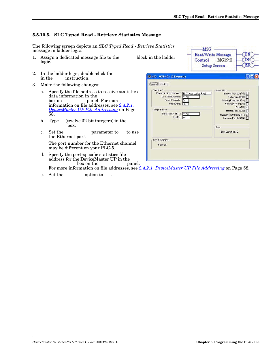 Slc typed read - retrieve statistics message | Comtrol UP DeviceMaster User Guide User Manual | Page 153 / 166