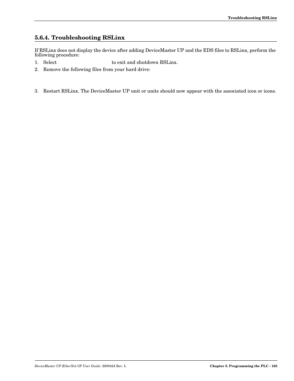 Troubleshooting rslinx | Comtrol UP DeviceMaster User Guide User Manual | Page 163 / 166