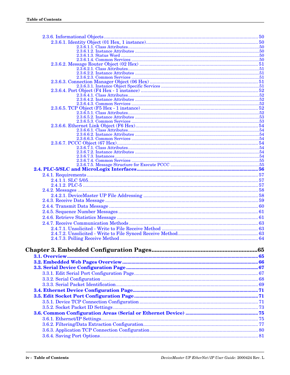 Chapter 3. embedded configuration pages | Comtrol UP DeviceMaster User Guide User Manual | Page 4 / 166