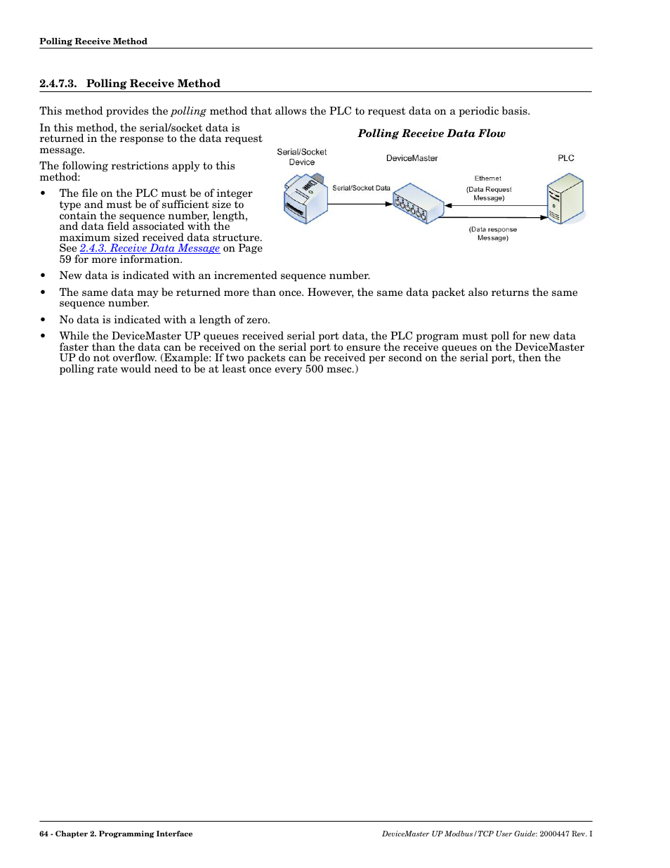 Polling receive method | Comtrol UP DeviceMaster User Guide User Manual | Page 64 / 166
