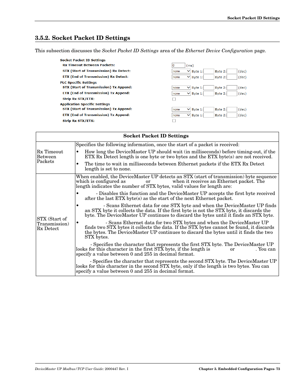 Socket packet id settings | Comtrol UP DeviceMaster User Guide User Manual | Page 73 / 166