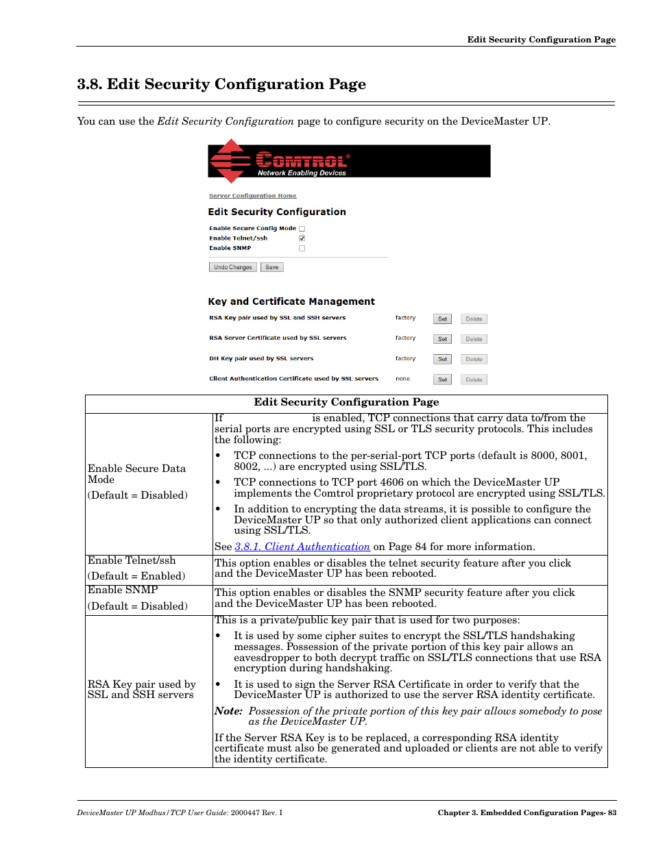 Edit security configuration page | Comtrol UP DeviceMaster User Guide User Manual | Page 83 / 166