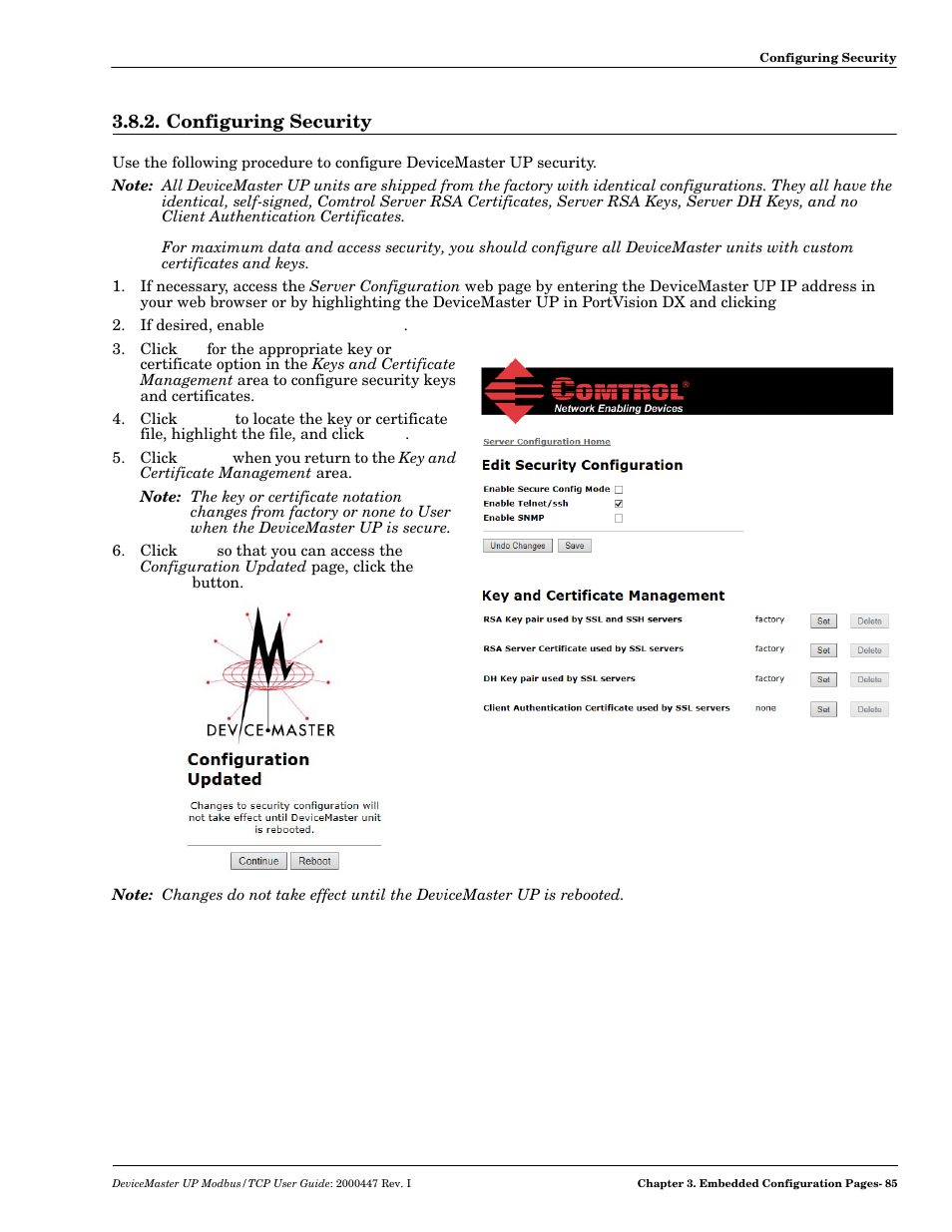 Configuring security | Comtrol UP DeviceMaster User Guide User Manual | Page 85 / 166