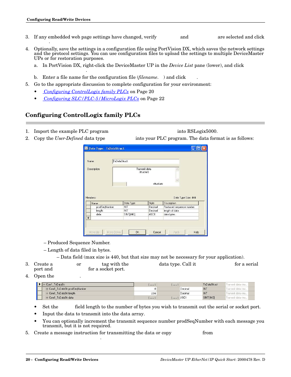 Configuring controllogix family plcs | Comtrol UP DeviceMaster Quick Start User Manual | Page 20 / 36