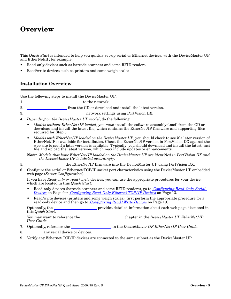 Overview, Installation overview | Comtrol UP DeviceMaster Quick Start User Manual | Page 5 / 36