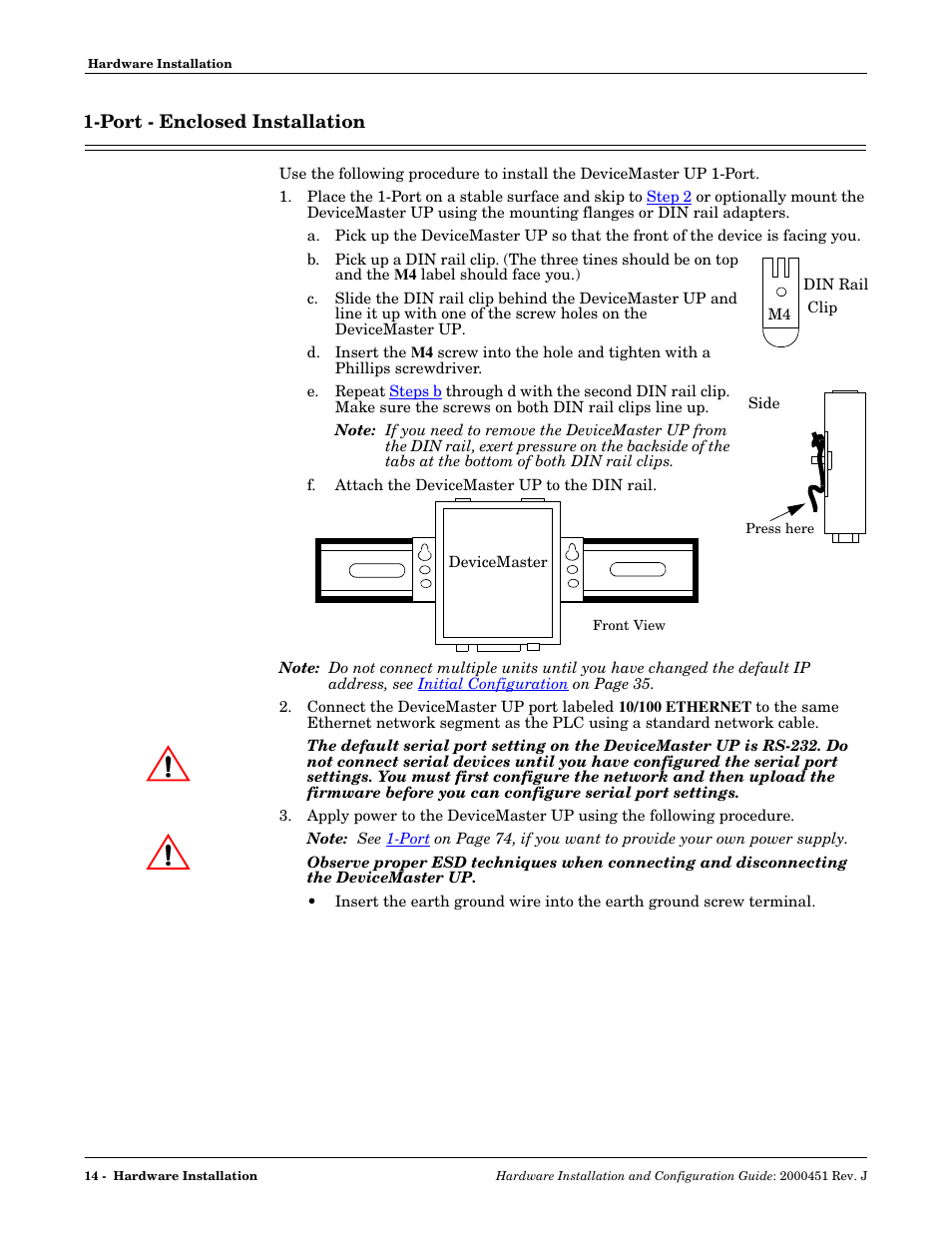 Port - enclosed installation | Comtrol UP DeviceMaster Installation User Manual | Page 14 / 86