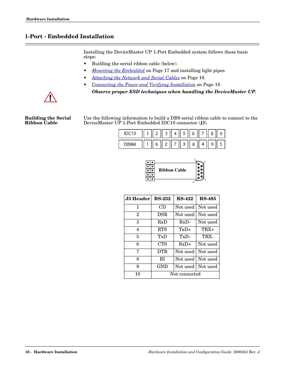 Port - embedded installation, Building the serial ribbon cable | Comtrol UP DeviceMaster Installation User Manual | Page 16 / 86