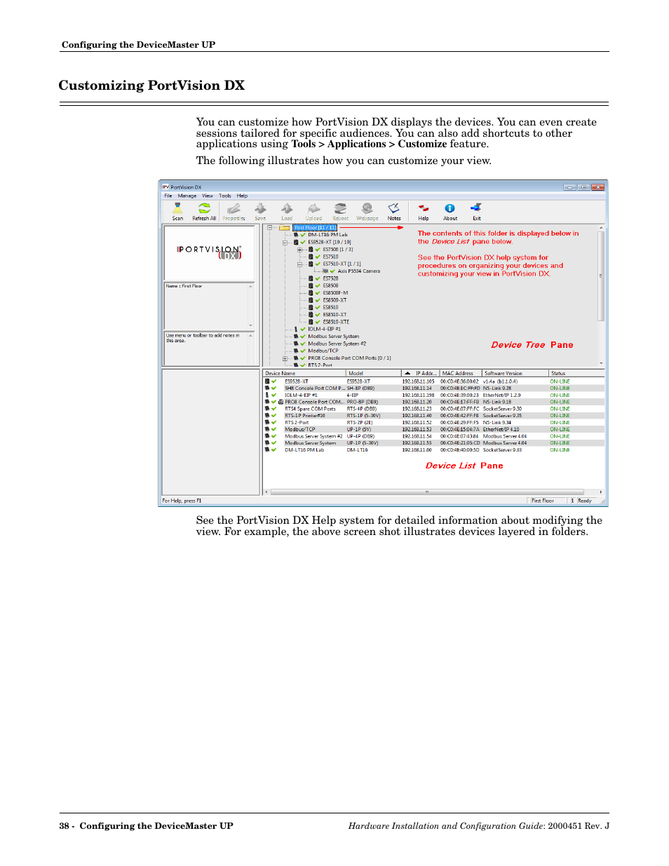 Customizing portvision dx | Comtrol UP DeviceMaster Installation User Manual | Page 38 / 86