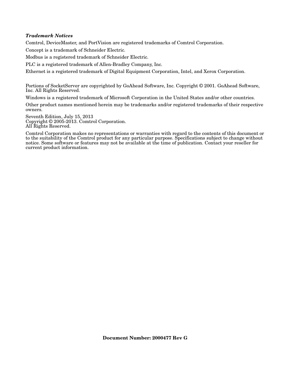 Comtrol Modbus TCP Quick Start User Manual | Page 2 / 78