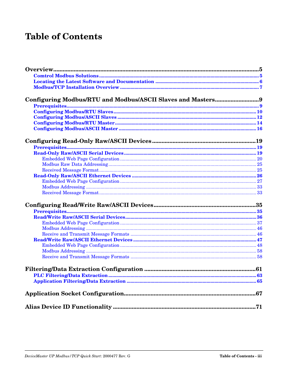 Comtrol Modbus TCP Quick Start User Manual | Page 3 / 78