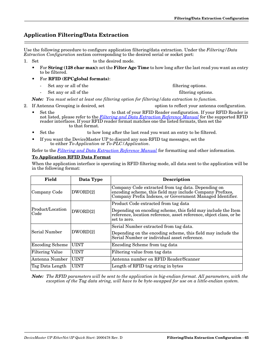 Application filtering/data extraction | Comtrol Modbus TCP Quick Start User Manual | Page 65 / 78