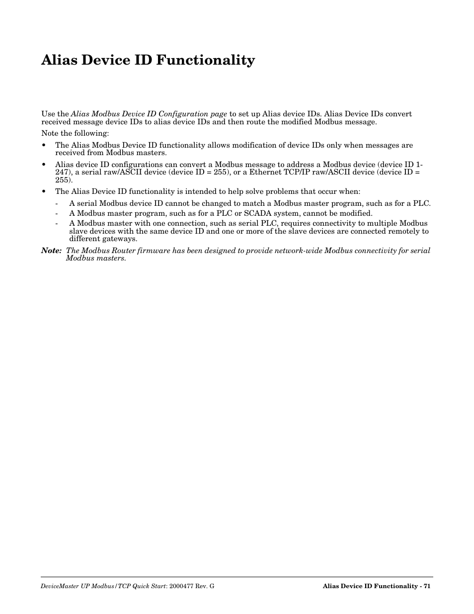 Alias device id functionality | Comtrol Modbus TCP Quick Start User Manual | Page 71 / 78