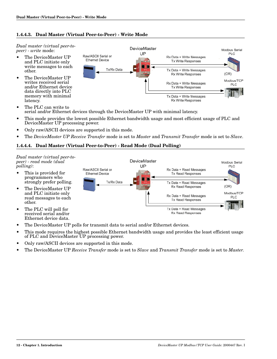 Dual master (virtual peer-to-peer) - write mode | Comtrol Modbus TCP User Guide User Manual | Page 12 / 112