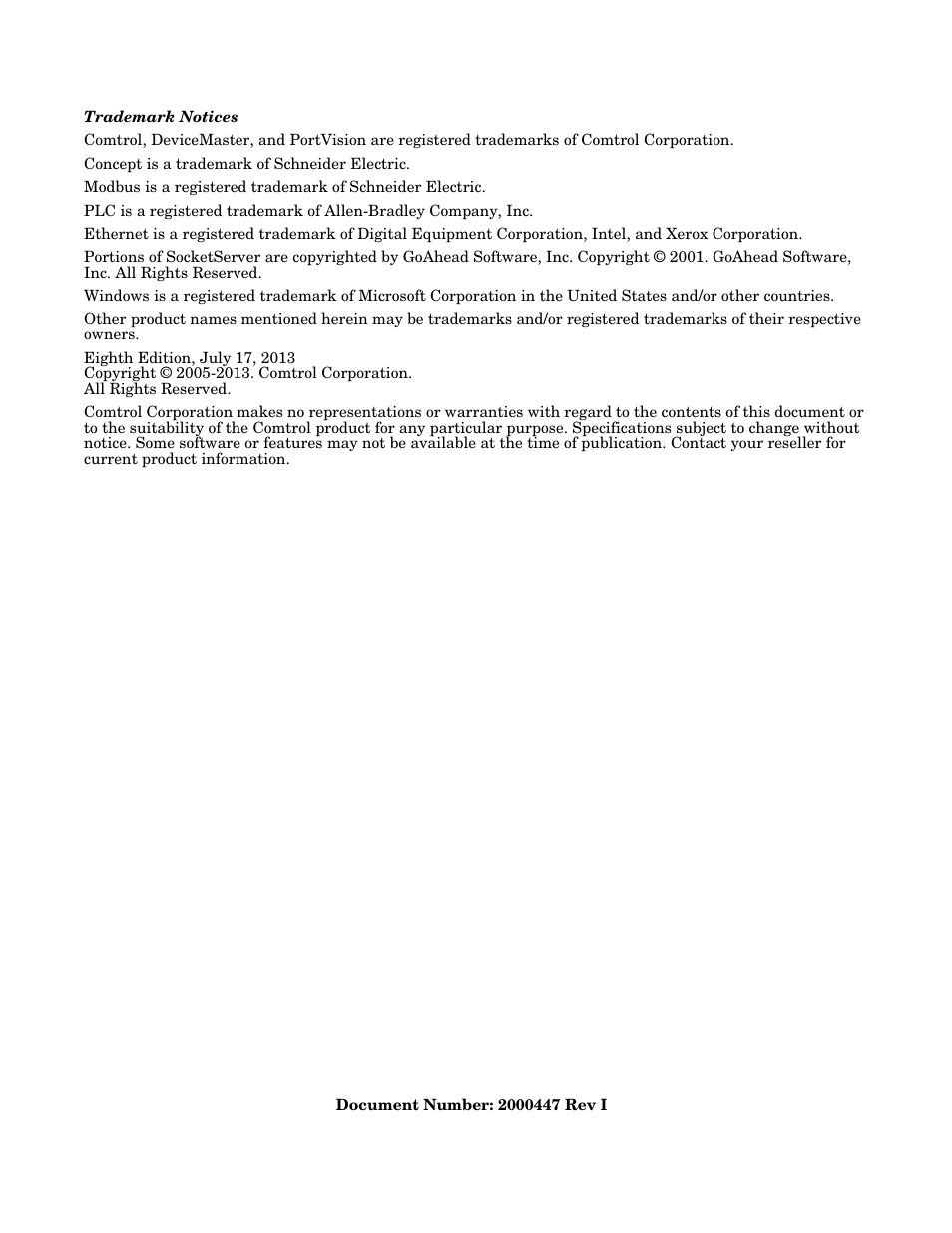 Comtrol Modbus TCP User Guide User Manual | Page 2 / 112