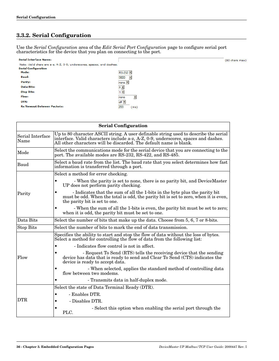 Serial configuration | Comtrol Modbus TCP User Guide User Manual | Page 36 / 112