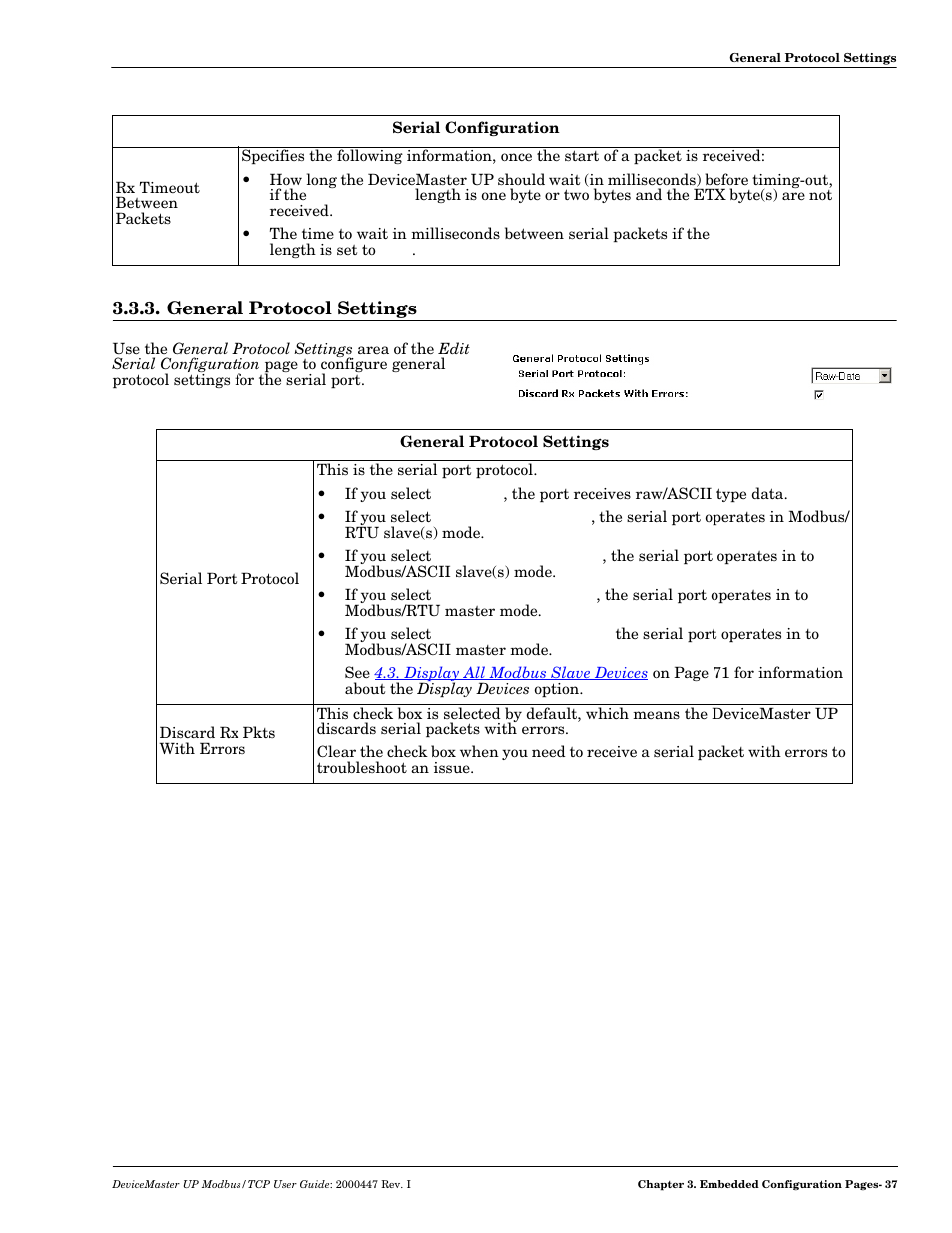 General protocol settings | Comtrol Modbus TCP User Guide User Manual | Page 37 / 112