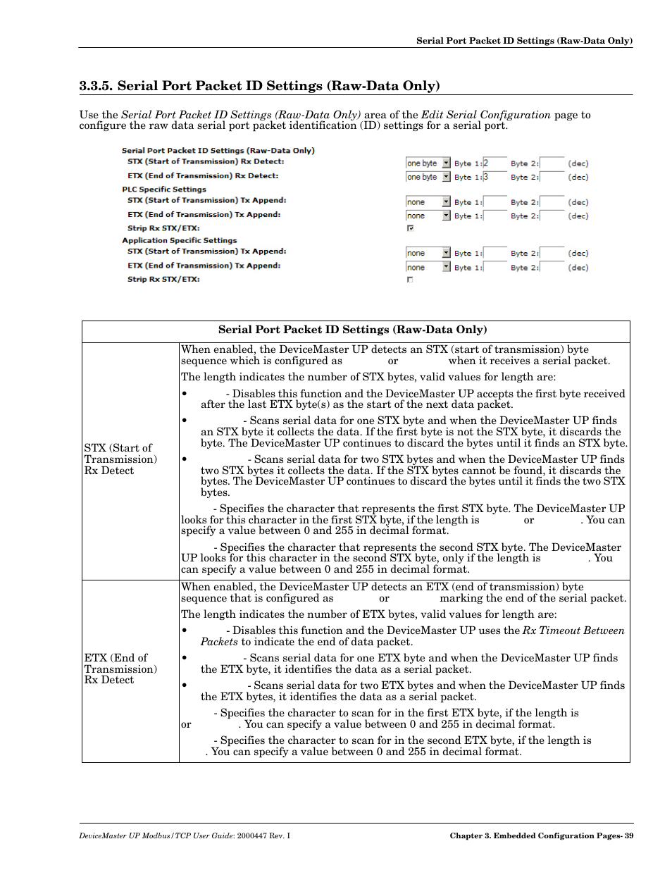 Serial port packet id settings (raw-data only) | Comtrol Modbus TCP User Guide User Manual | Page 39 / 112