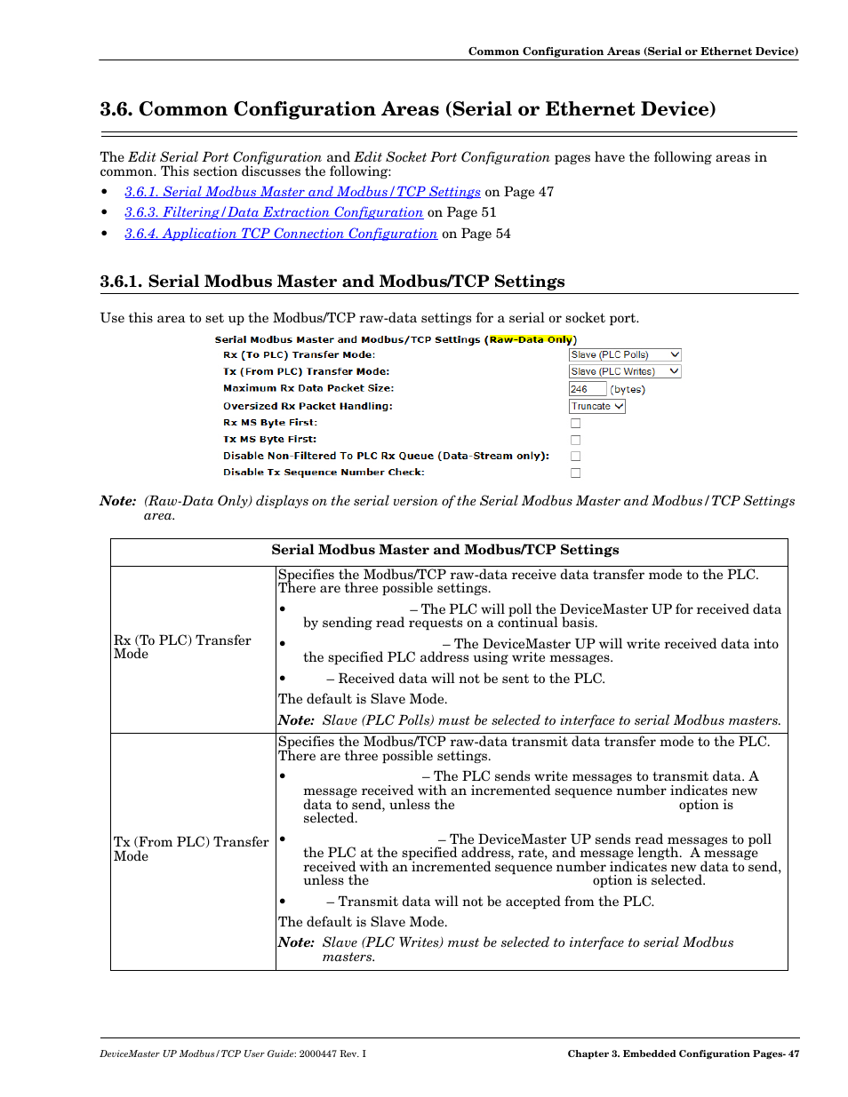 Serial modbus master and modbus/tcp settings | Comtrol Modbus TCP User Guide User Manual | Page 47 / 112