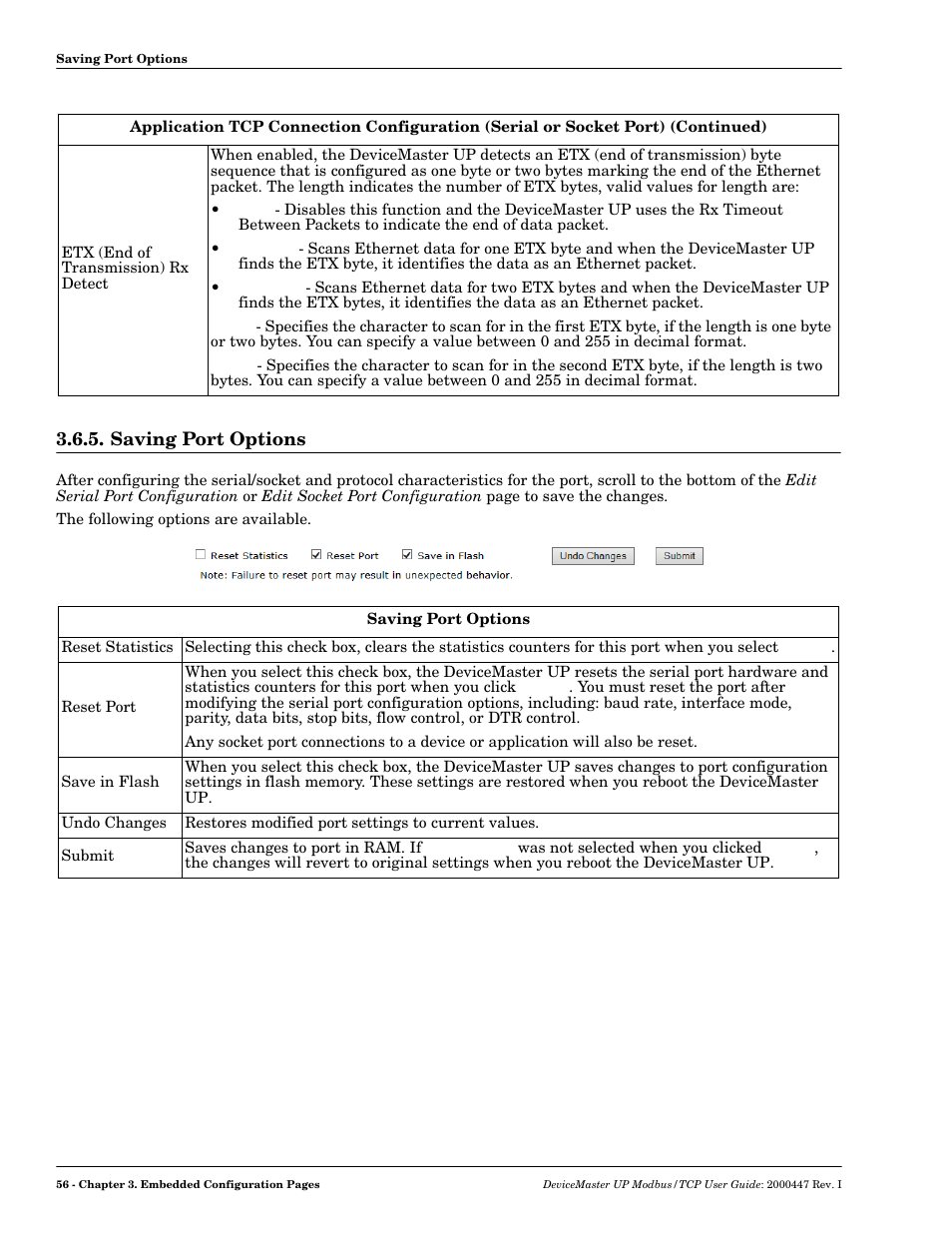 Saving port options | Comtrol Modbus TCP User Guide User Manual | Page 56 / 112