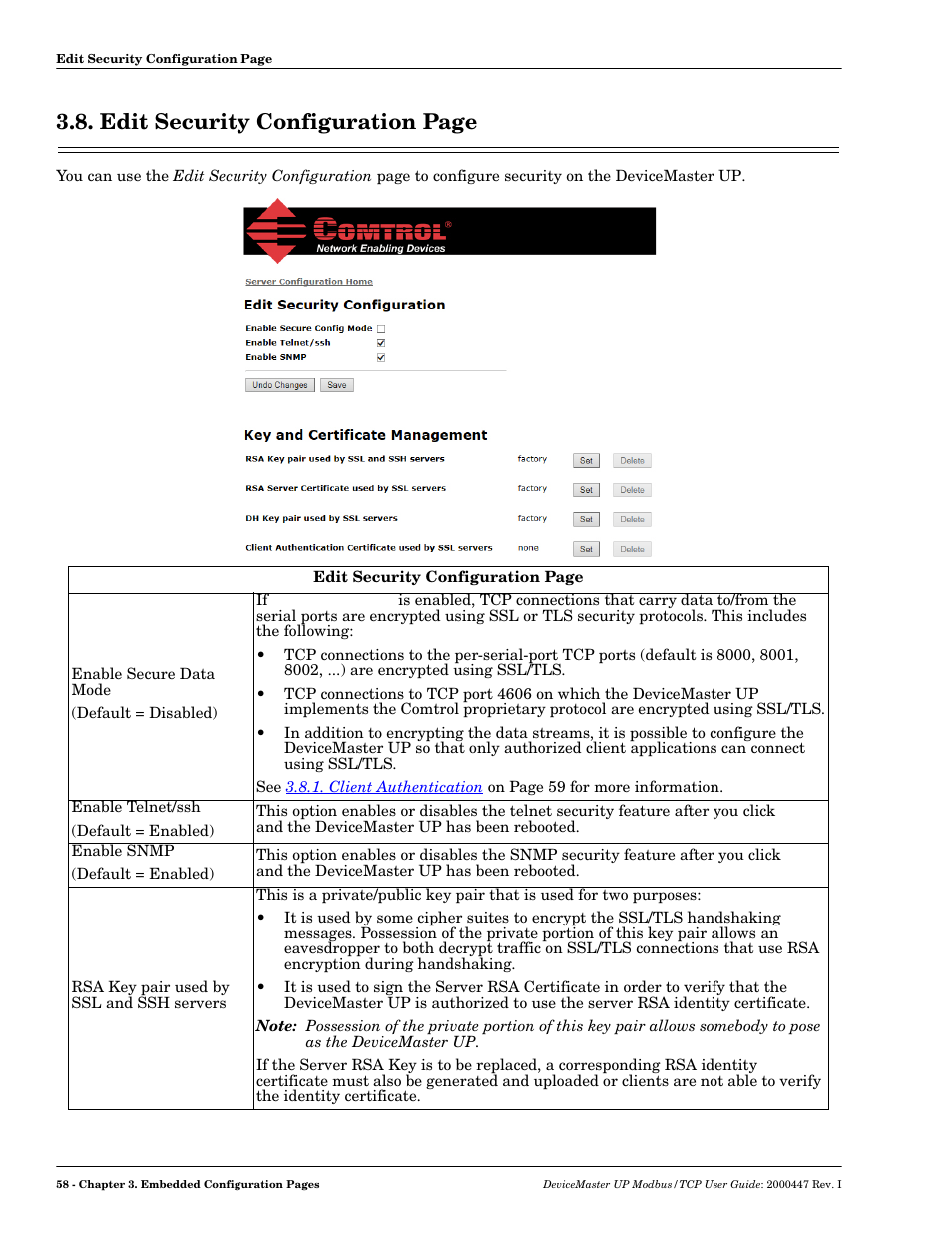 Edit security configuration page | Comtrol Modbus TCP User Guide User Manual | Page 58 / 112